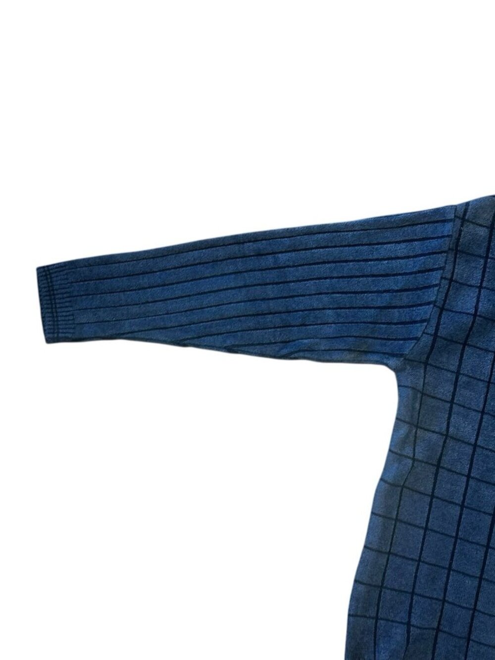 Peach By Z.C. International Men’s Blue V Neck Grid Pattern Sweater Sz‎ 42 - Picture 8 of 11